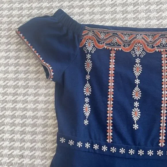 Tory Burch Nell Blue Embroidered Dress Large - Picture 7 of 12